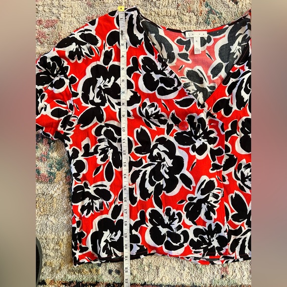 Nordstrom LEITH Red White Black Floral Print Crop Flyaway Top Size XL - Picture 10 of 10